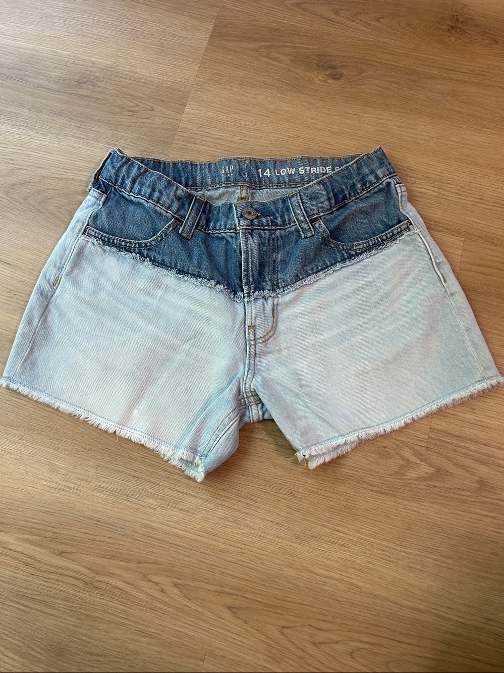 GAP Kids Light Blue Denim Low-Rise Shorts Children's patchwork denim shorts - 14